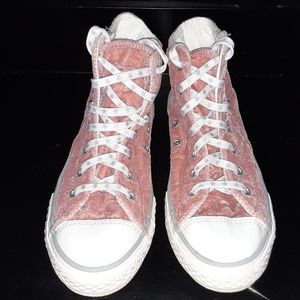 Pink Velvet Sparkle Stars Hi-Top Converse AS Sz. 3